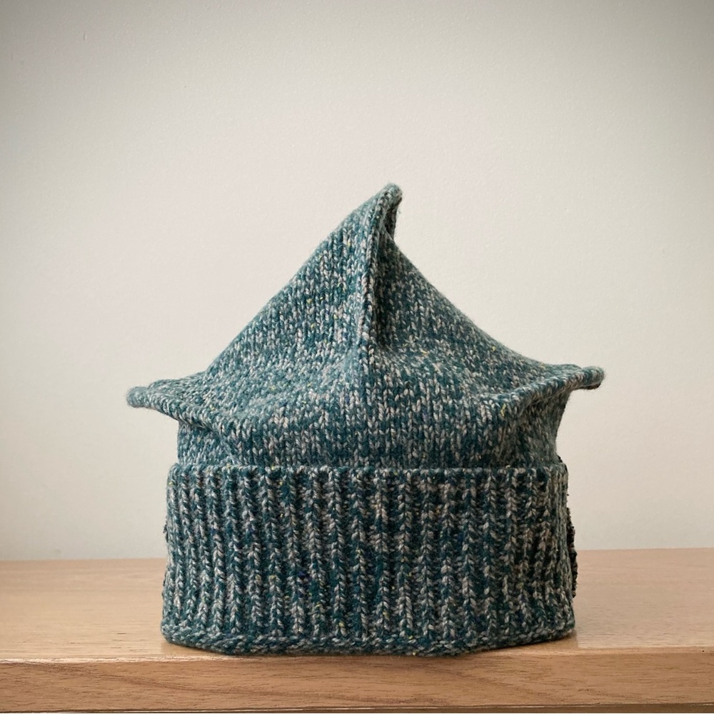 joodito origami crown lambswool sweater hat bucket beanie cloche cap dark green